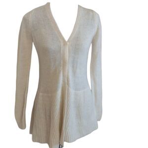Zara Knit Alpaca sweater wool blend cardigan cream color size L